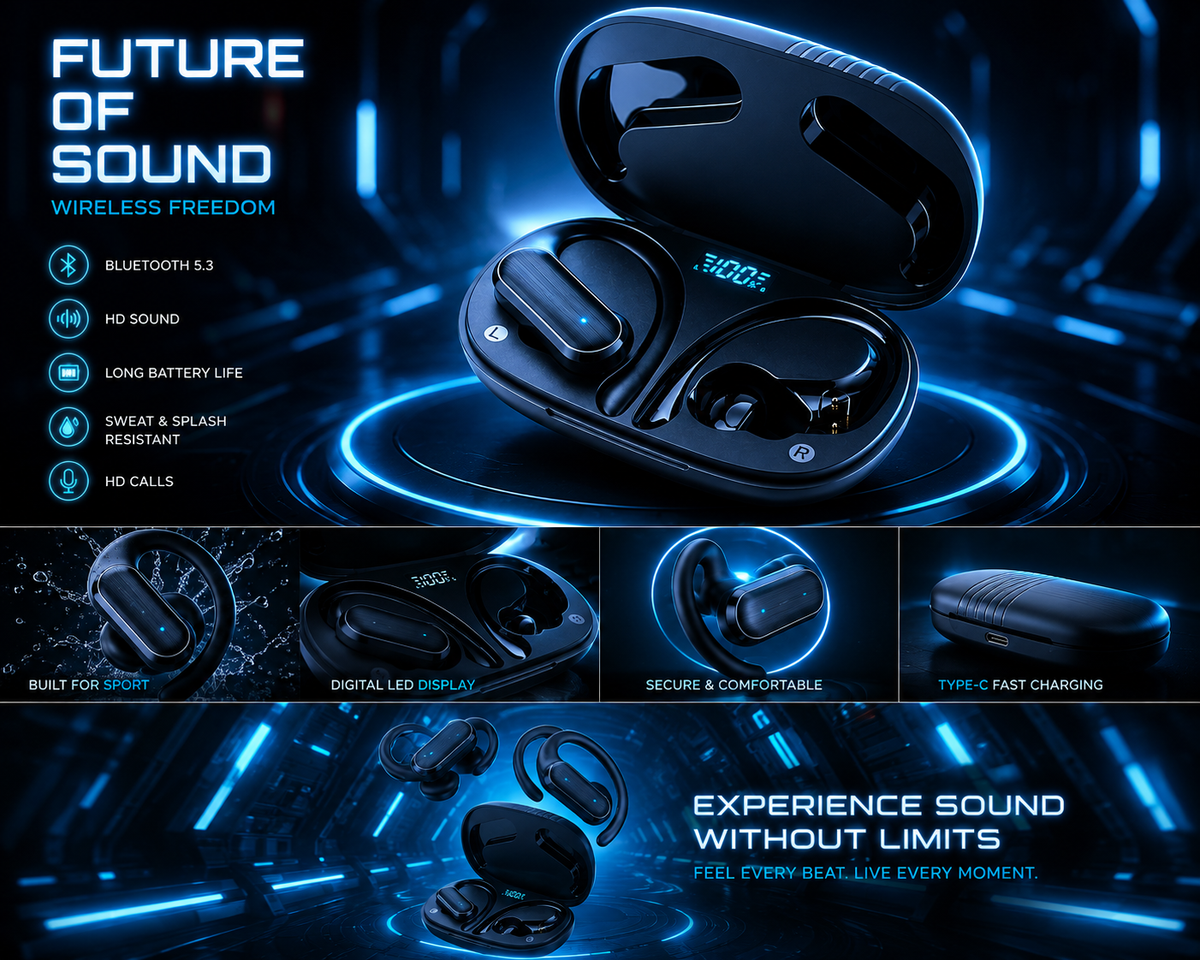 Wireless Bluetooth A520 Ear Hanging Earphones with High Definition Stereo