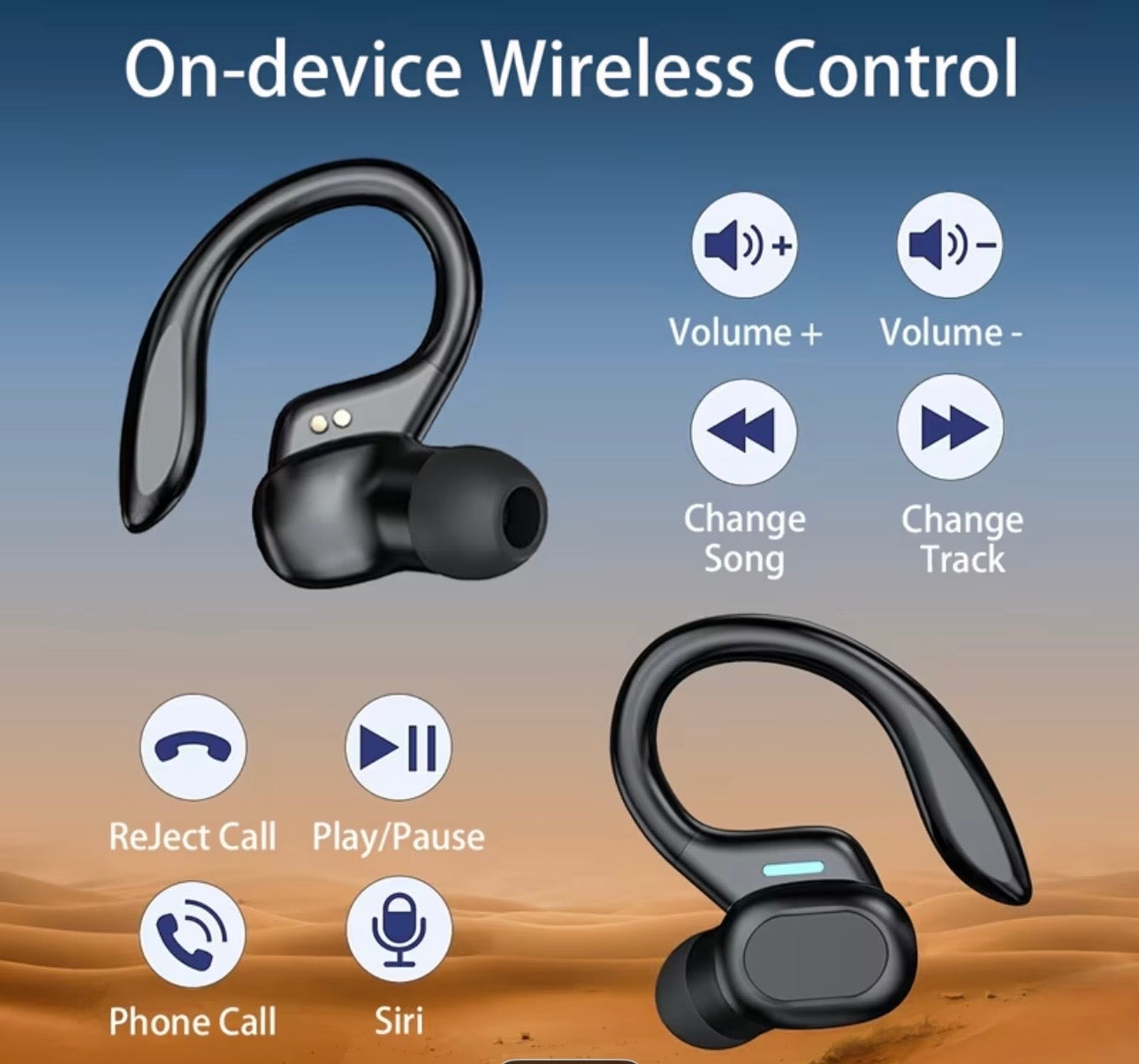 Earphones with Built-In High-Definition Microphone, LED Screen Charging Box