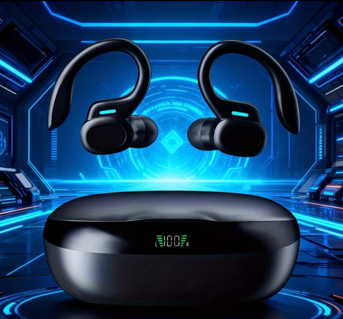 Earphones with Built-In High-Definition Microphone, LED Screen Charging Box