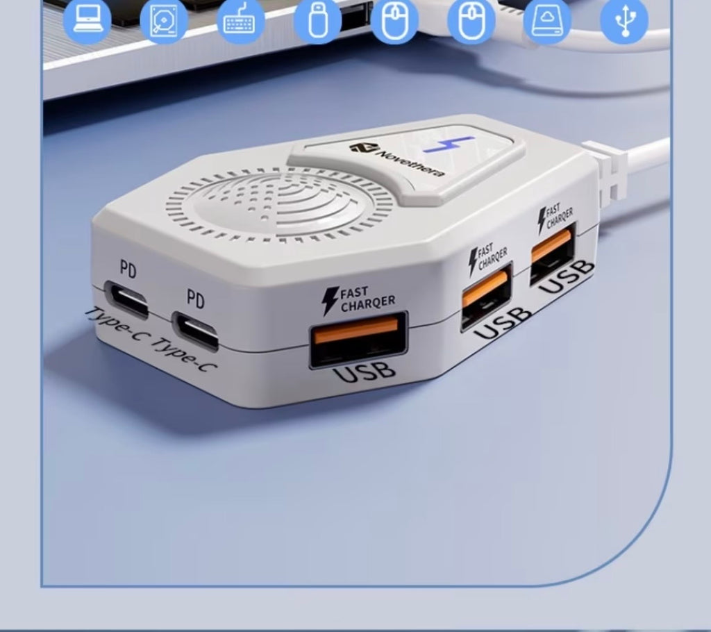 8 Port Smart
USB Hub Fast Data Transfer USB Splitter, PD Type-C Charging USB Expander Driver