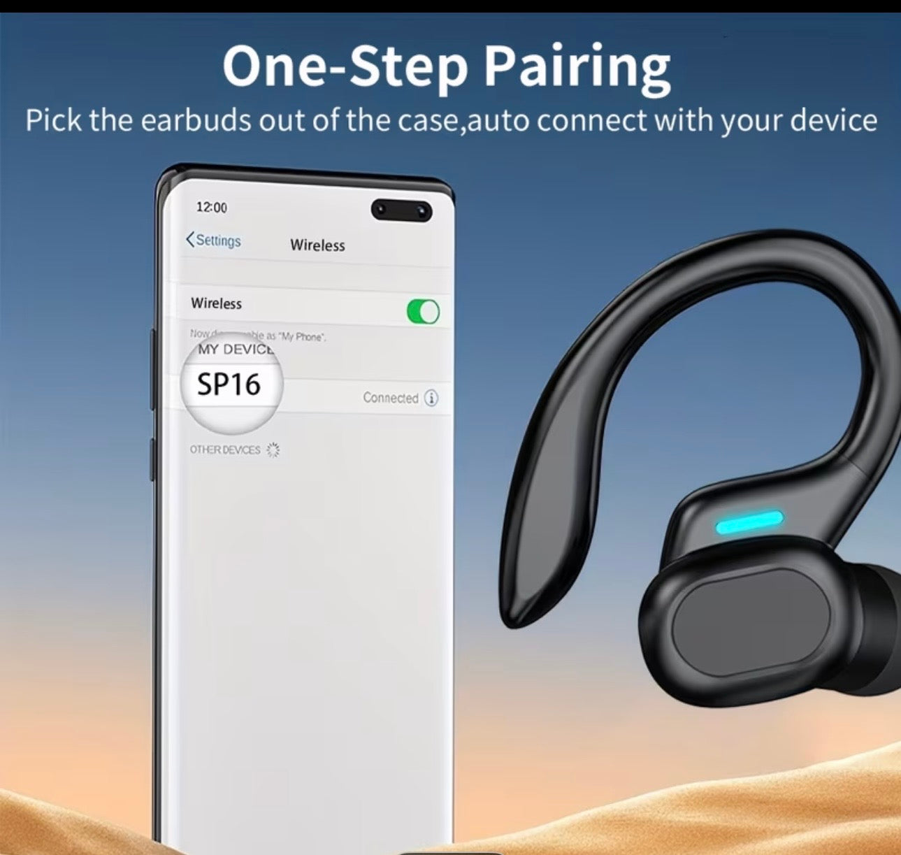 Earphones with Built-In High-Definition Microphone, LED Screen Charging Box