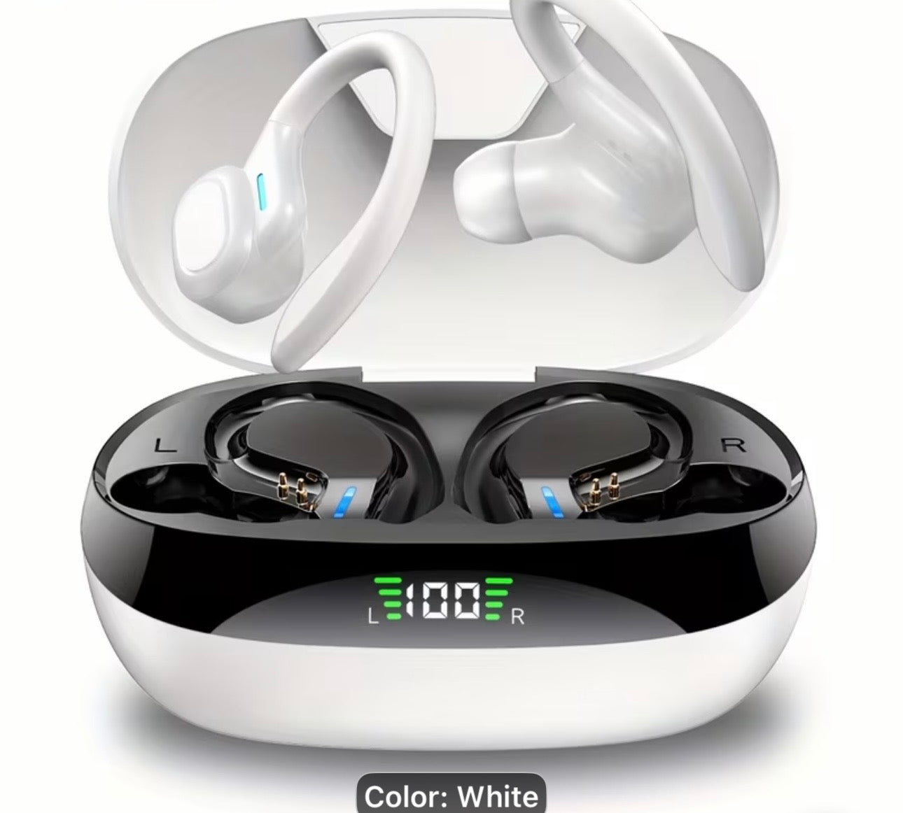 Earphones with Built-In High-Definition Microphone, LED Screen Charging Box