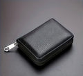 Men's Slim Wallet with Zipper Closure - Faux Leather Organizer with Multiple Card Slots, ID Holder, Anti-Skimming - Slim Minimalist Design for Everyday, Travel,