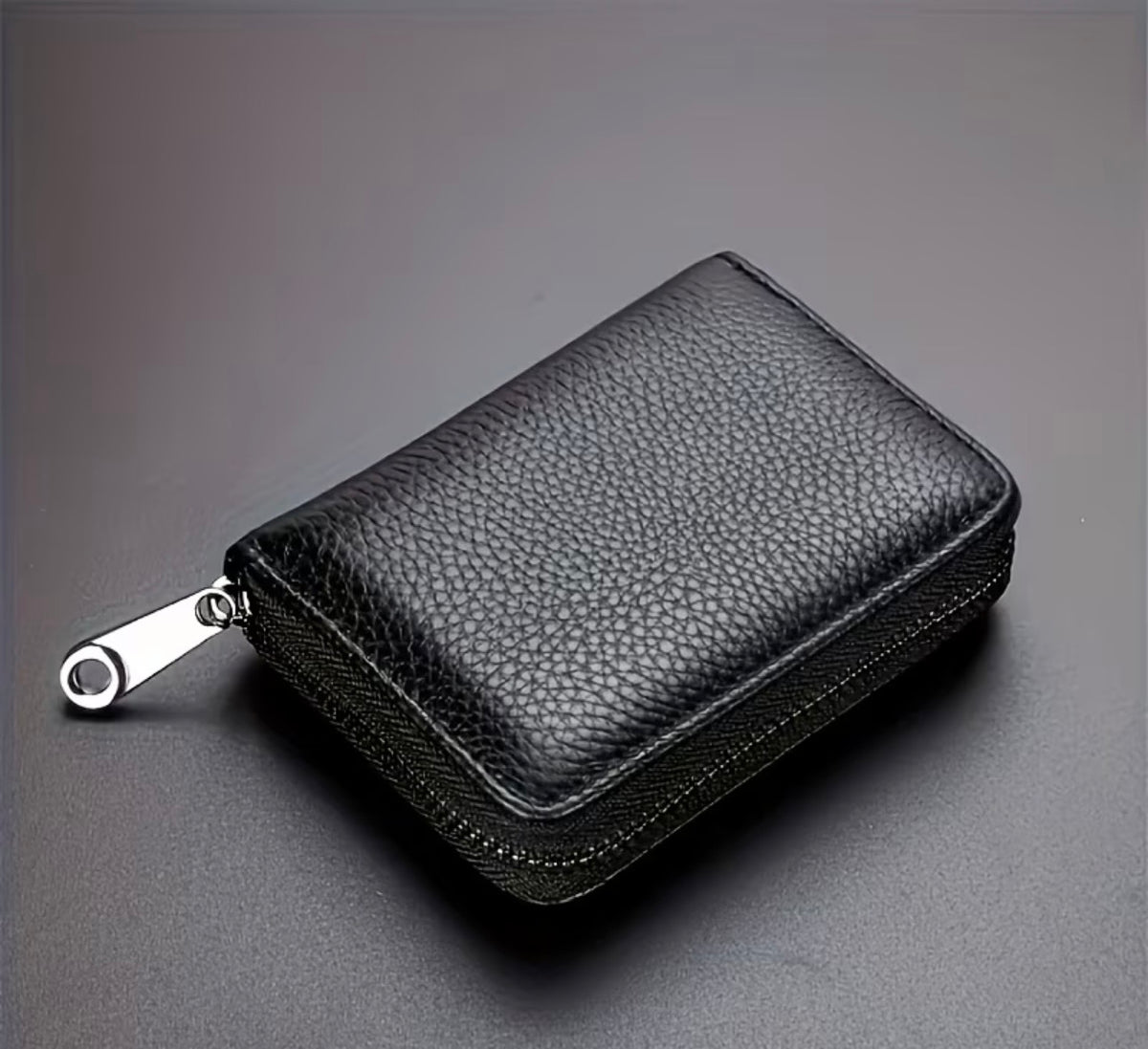 Men's Slim Wallet with Zipper Closure - Faux Leather Organizer with Multiple Card Slots, ID Holder, Anti-Skimming - Slim Minimalist Design for Everyday, Travel,