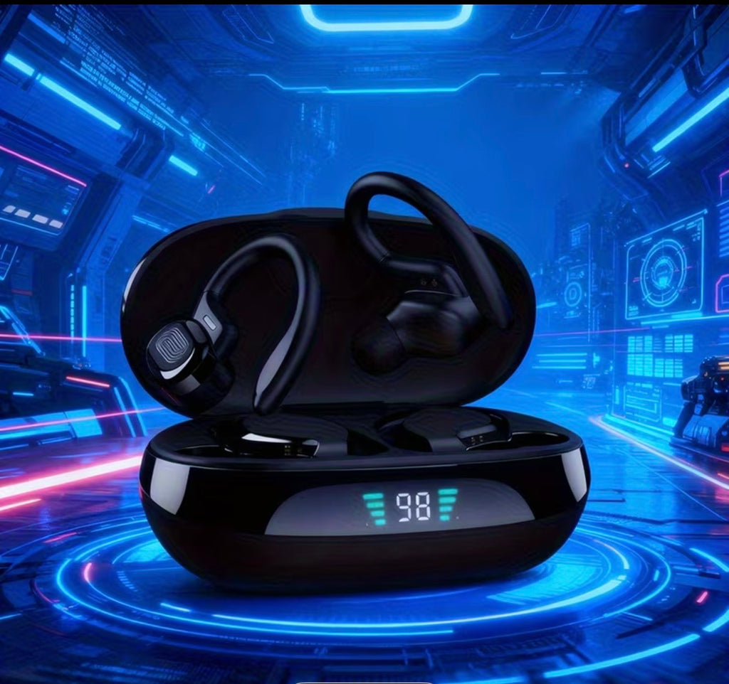 Earphones with Built-In High-Definition Microphone, LED Screen Charging Box