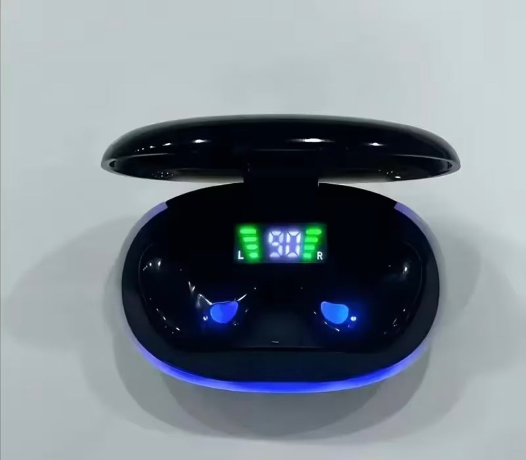 Wireless In-Ear Earbuds, Full In-Ear Fit, LED Digital Power Display & Ambient Light Effects, Type-C Charging (No Fast Charging), Mini Oval Charging Case, Comfortable Fit for Daily Use & M