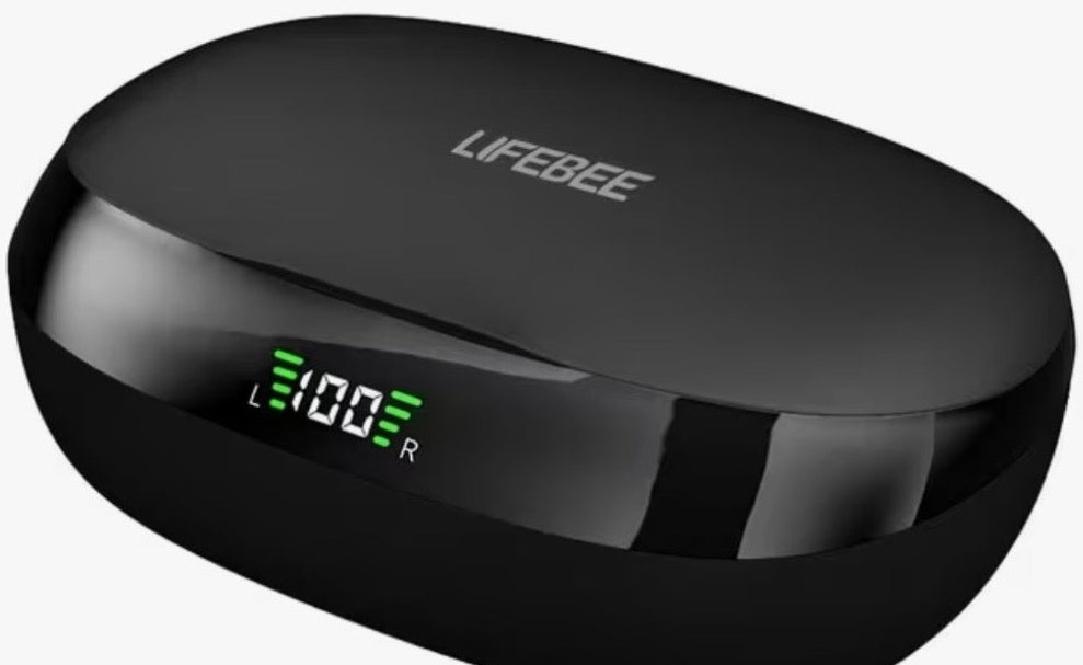 Earphones with Built-In High-Definition Microphone, LED Screen Charging Box