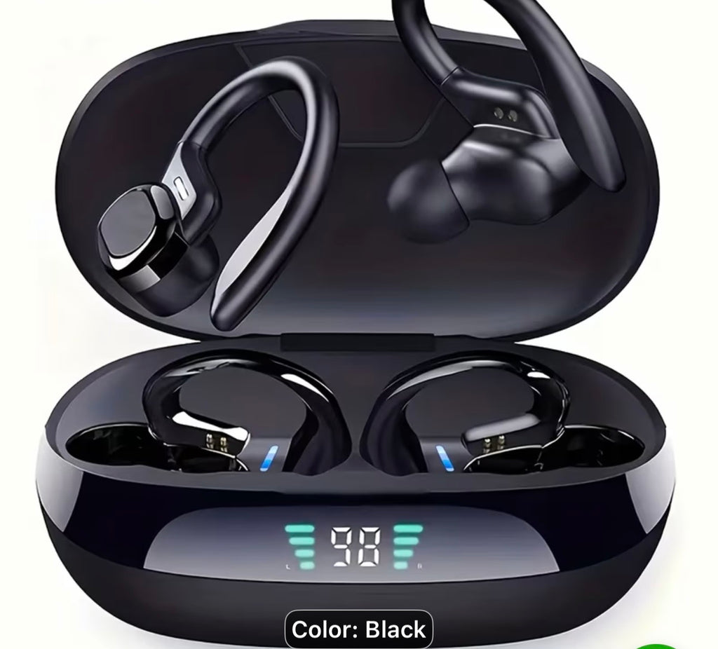 Earphones with Built-In High-Definition Microphone, LED Screen Charging Box