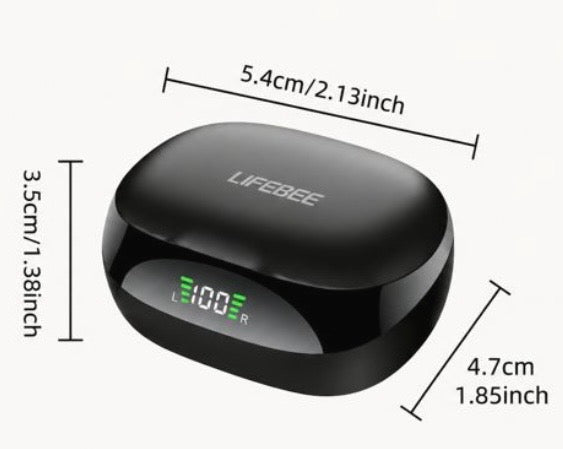 Earphones with Built-In High-Definition Microphone, LED Screen Charging Box